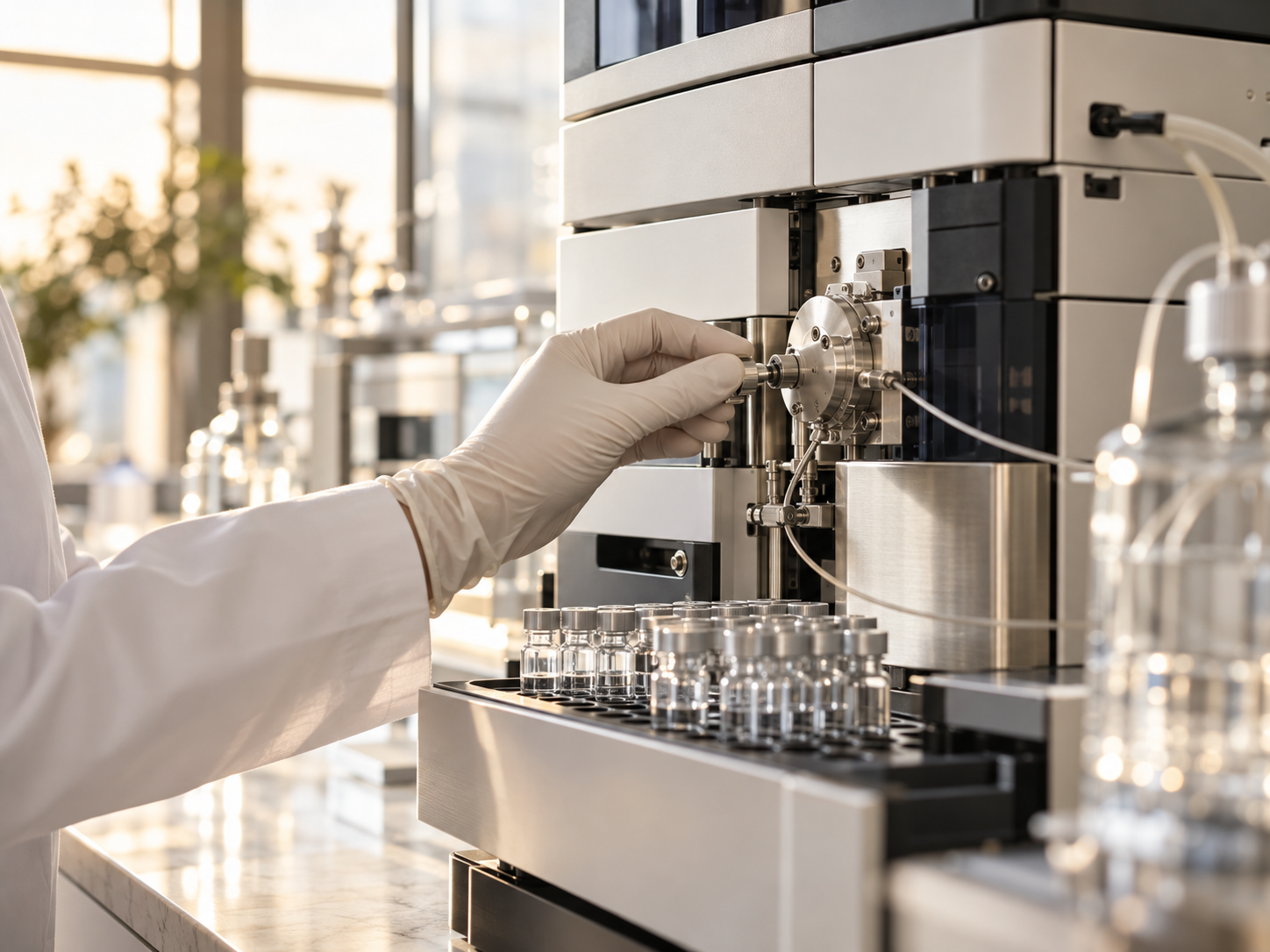 A closer view of laboratory analytical equipment.